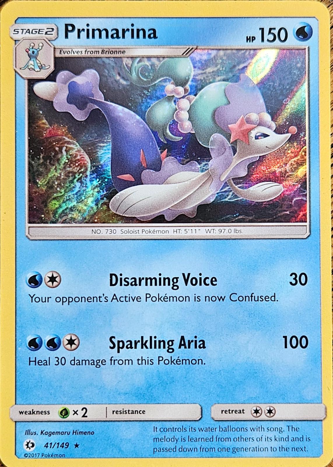 Sun & Moon Primarina [Holo] Pokémon card